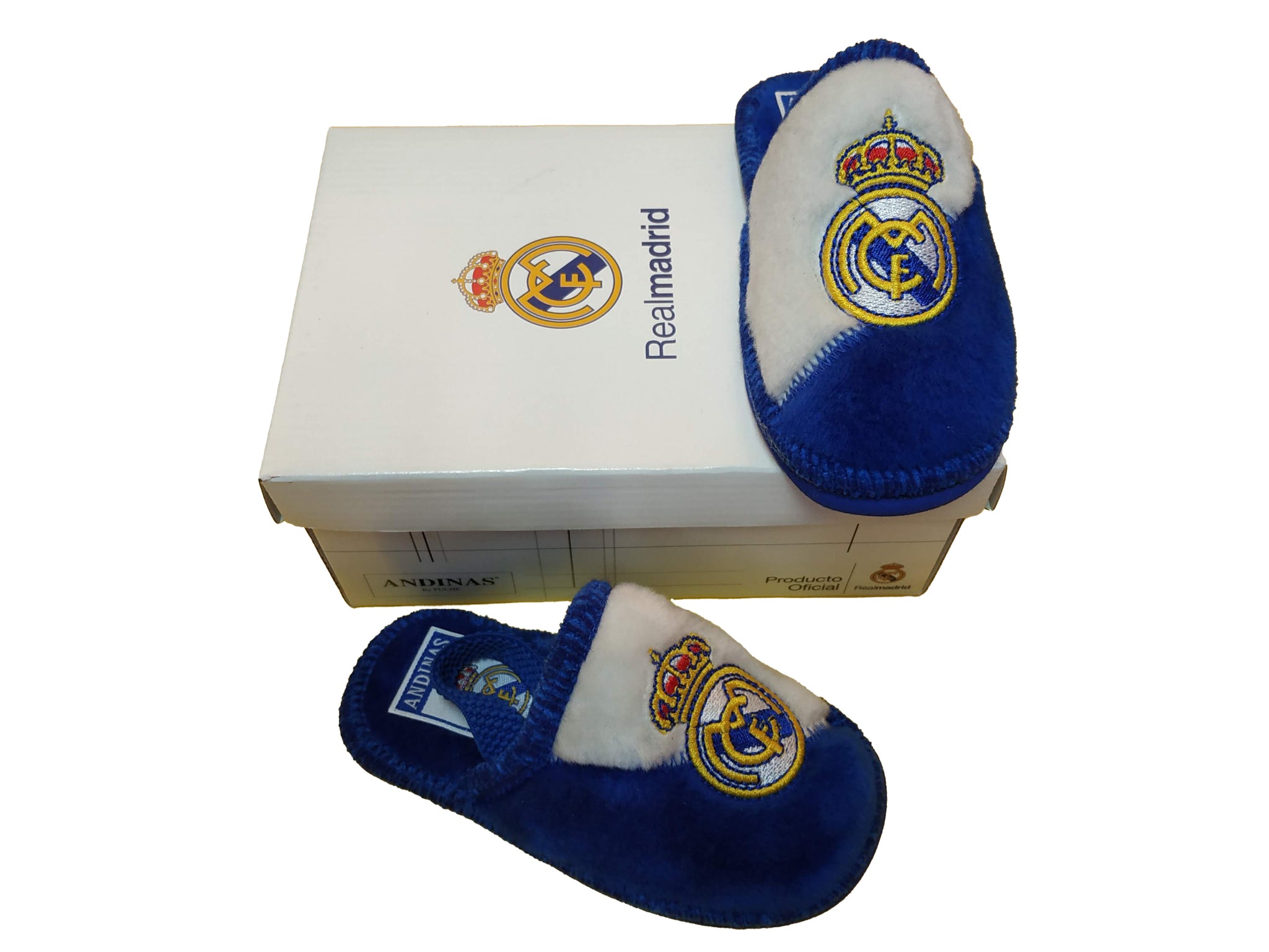 Andinas 9350-90 Oficial Real Madrid NIÑO Zapatillas CASA Blanco-Azul